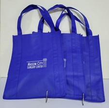 Set of 3 Tote Bags Reusable Heavy Duty Woven 13" Wide x 15" Tall Blue Washable