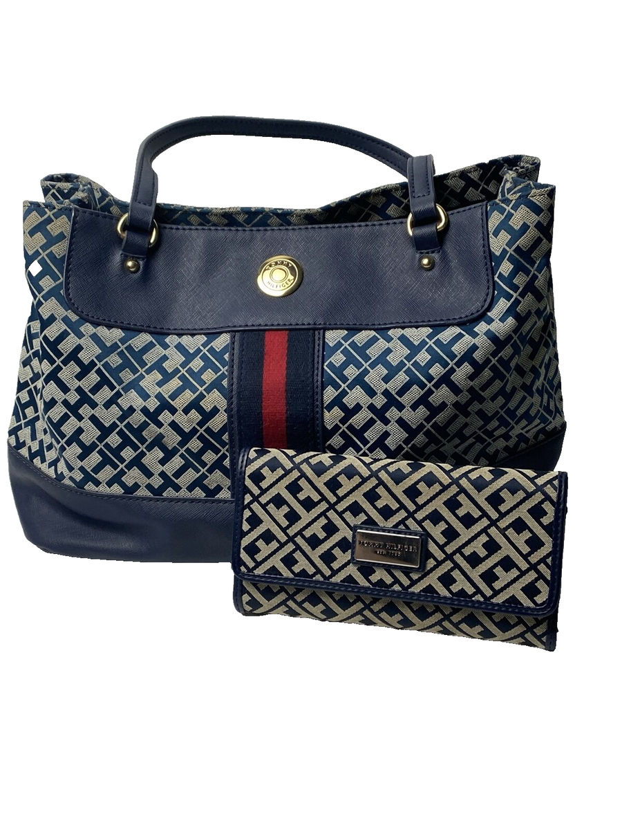 Tommy Hilfiger Women's Tote Shoulder Handbag Plus Tri Fold Wallet