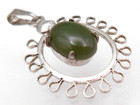 Jade Stone Pendant 925 Sterling Silver 1 x 5/8" with bale 1g Green Charm — photo 1