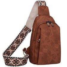 Trendy Sling Bag for Women Shoulder Cross body Bags Vegan Leather Chest Purse...