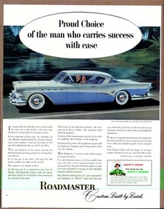 1957 ROADMASTER BUICK Orig Vintage Color Promo Ad 