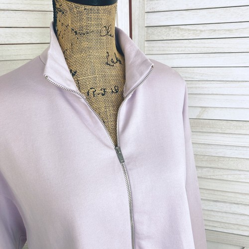 Zara Cropped Sweatshirt Womens Medium Lilac Purple Full Zip Long Sleeve Cardigan - Picture 5 of 13