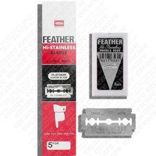 Feather Hi-Stainless Blades Double Edge 100 20 Packets x 5 Blades US Seller