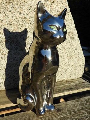 27cm LUCIENNE MONIQUE Silber Kartäuser KATZE ITALY Keramik Florenz Italien c1960