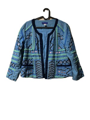 Vintage Bolero Jacket Cropped Artsy Boho Embroidered Large Aztec Western Cottage