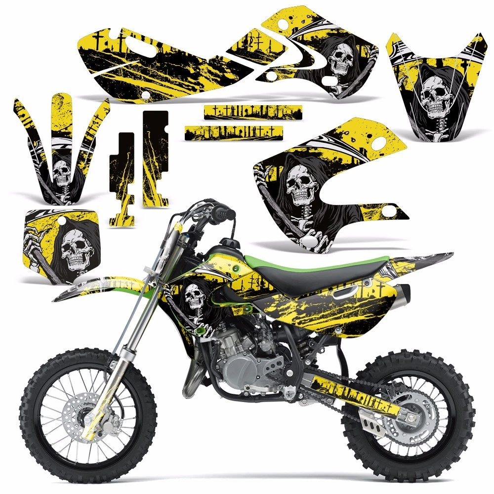 Decal Graphics Kit Kawasaki KLX110 KX65 Dirtbike MX Motocross 02-09 XX REAP  YLLW | eBay