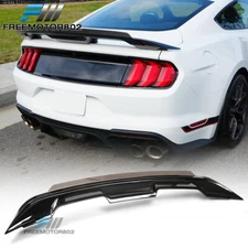 Fits 15-23 Ford Mustang GT500 ABS Gloss Black Trunk Spoiler W/ Smoke Gurney Flap