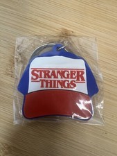 Stranger things White Red Blue Hat Keychain Charm Key Ring