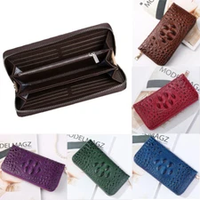Crocodile Pattern Women Leather Clutch Long Wallet PU Card Holder Purse Handbag