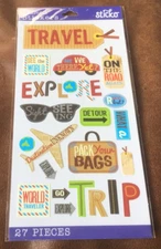 STICKO THEMED SCRAPBOOK STICKERS HAPPY TRAVELING SIGNS TRAVEL WORDS *