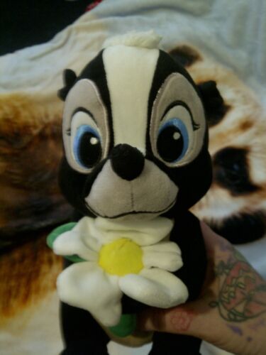 Disney Store Bambi "Pretty Flower" Skunk Plush Soft Toy 9” *Stamped* - Picture 2 of 4