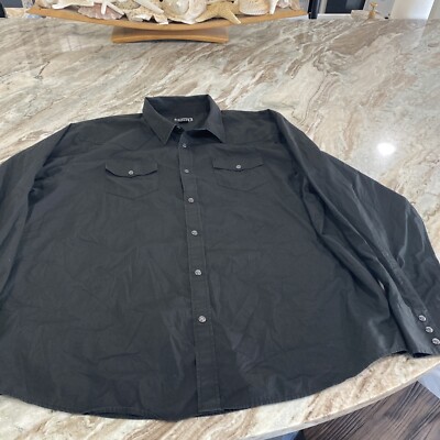 Gibson Trading Company Mens 4XL Pearl Snap Black Western Shirt XXXXL
