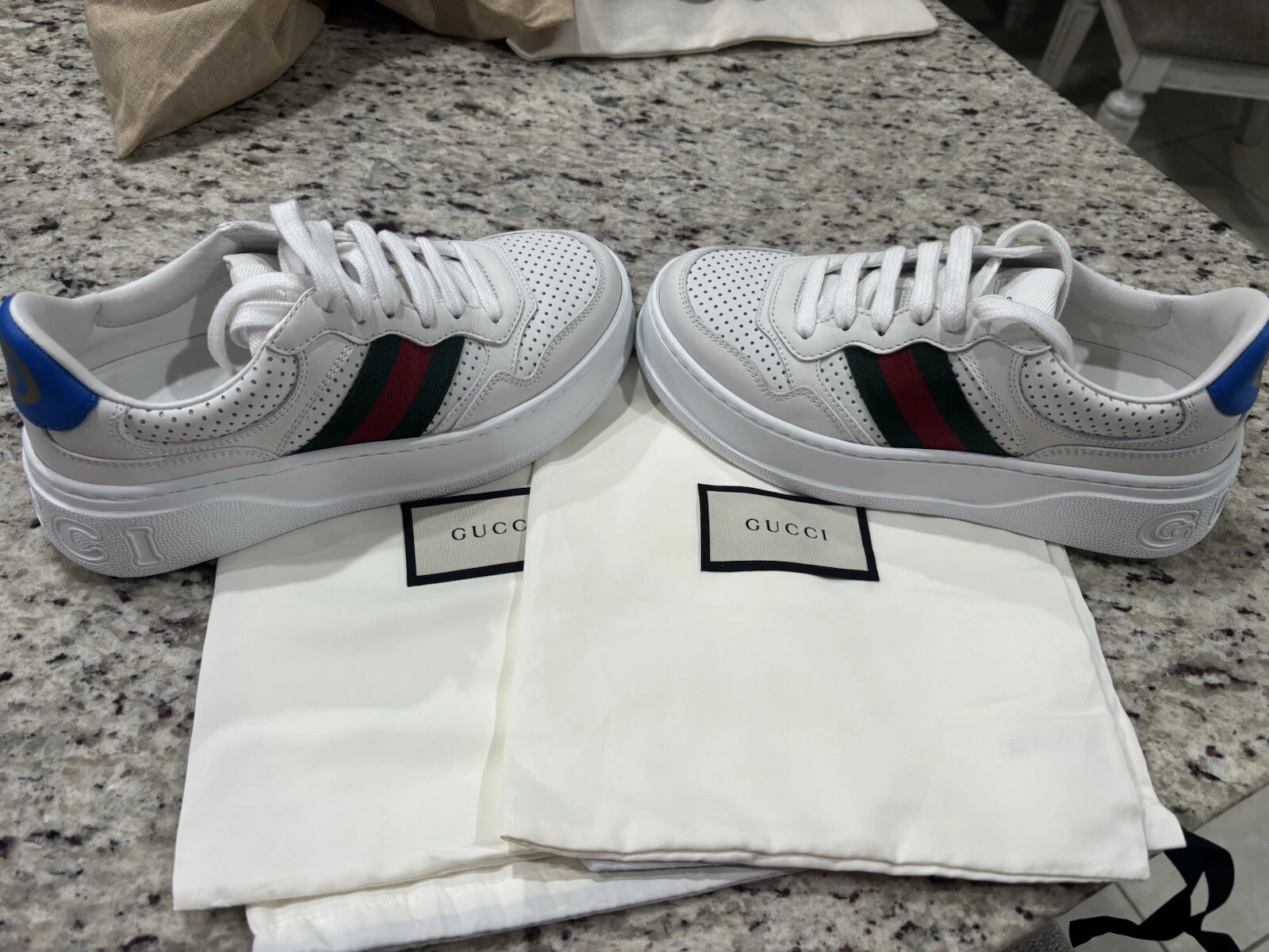 Baskets Gucci GG Web « Blanc et Bleu » Taille 35