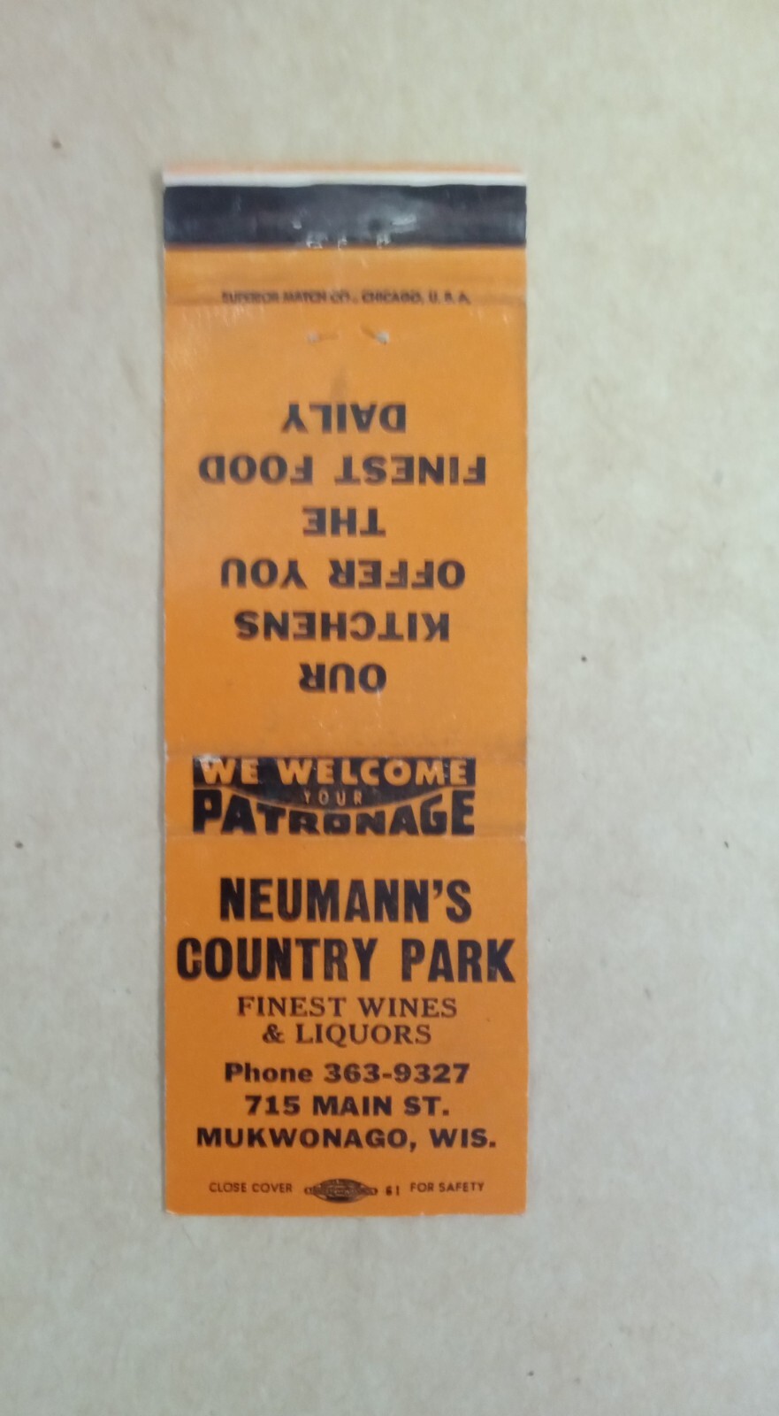 Neumanns Country Park Mukwonago WI Matchbook Cover eBay