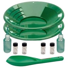 Sluice Monkey 2 Pack of 12 Green Gold Pans, 4oz Sniffers Bottles, Vials, Scoop