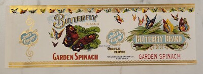 LABEL Can Butterfly Garden Spinach Olney Floyd New York