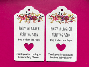 10 White Gift Tags Bomboniere Baby Shower Favour Personalised Gonna POP Boy Girl 10 White Gift Tags Bomboniere Baby Shower Favour Personalised Gonna POP Boy Girl