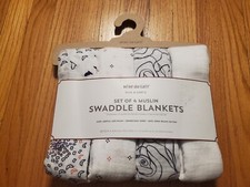 NEW Bebe Au Lait Set of 4 Muslin Swaddle Blankets Pure  Simple Piperrose Floral