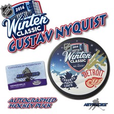 GUSTAV NYQUIST Signed 2014 WINTER CLASSIC RED WINGS PUCK #14