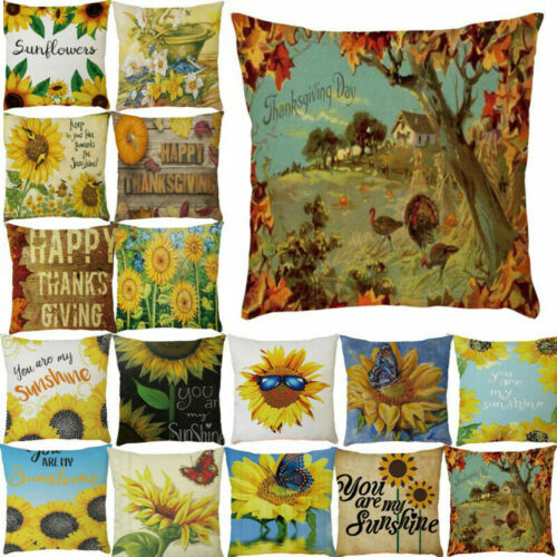 Home Cover Sofa Case Waist Pillow Sunflower Stylish Cotton Decorative Cushion - Picture 1 of 58