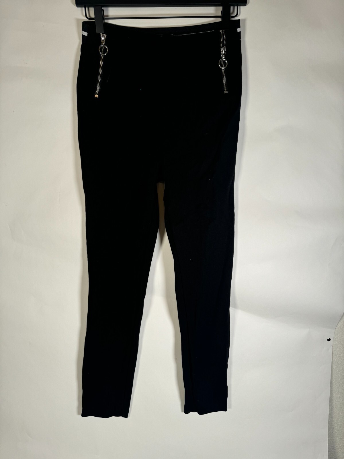 Zara Basic Women's Black Slim Fit Pants with Zip Pockets Size M Casual Everyday