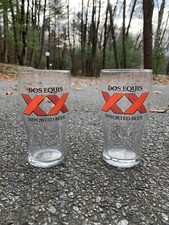 Lot of 2 Dos Equis Beer Tulip Style Glasses Brand New 5.75” XX Logo