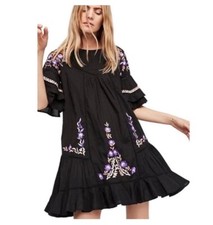 Free People Pavlo Embroidered Ruffle Mini Dress Size Small