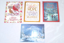 New Lot of 4 Merry Christmas Greeting Glory Holiday Cards with Envelopes