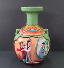 Vintage Japanese Asian Satsuma Moriage Pottery Vase Jug Hand Painted 8"