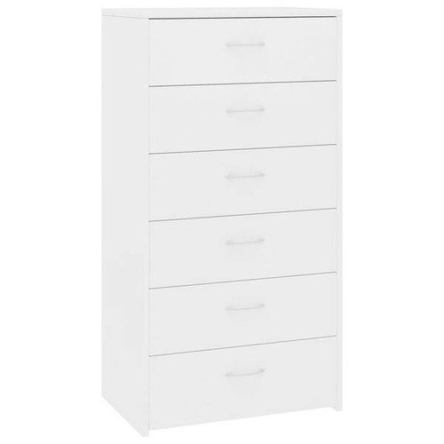 Sideboard with 6 Drawers White - Chipboard - Picture 2 of 6