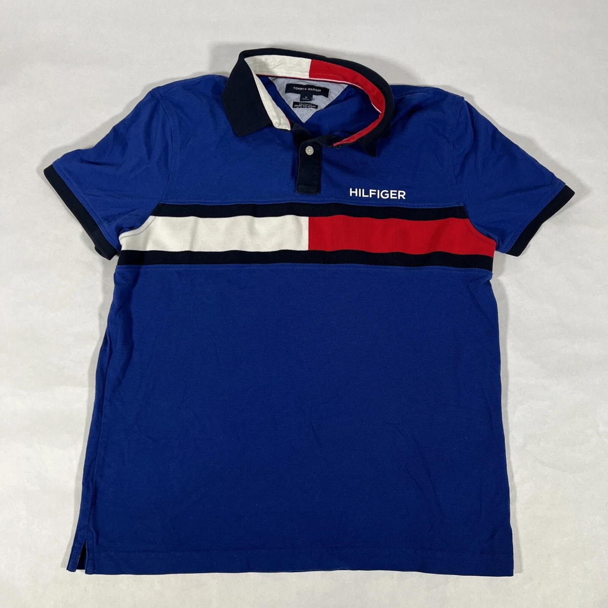 Tommy Hilfiger Men's Flag Pride Polo Shirt, Fall Basics Mazarine Blue Medium