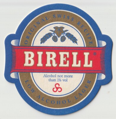 Birell Low Alcohol Lager Beer Mat Coaster Original Swiss Recipe Man Cave Bar Pub