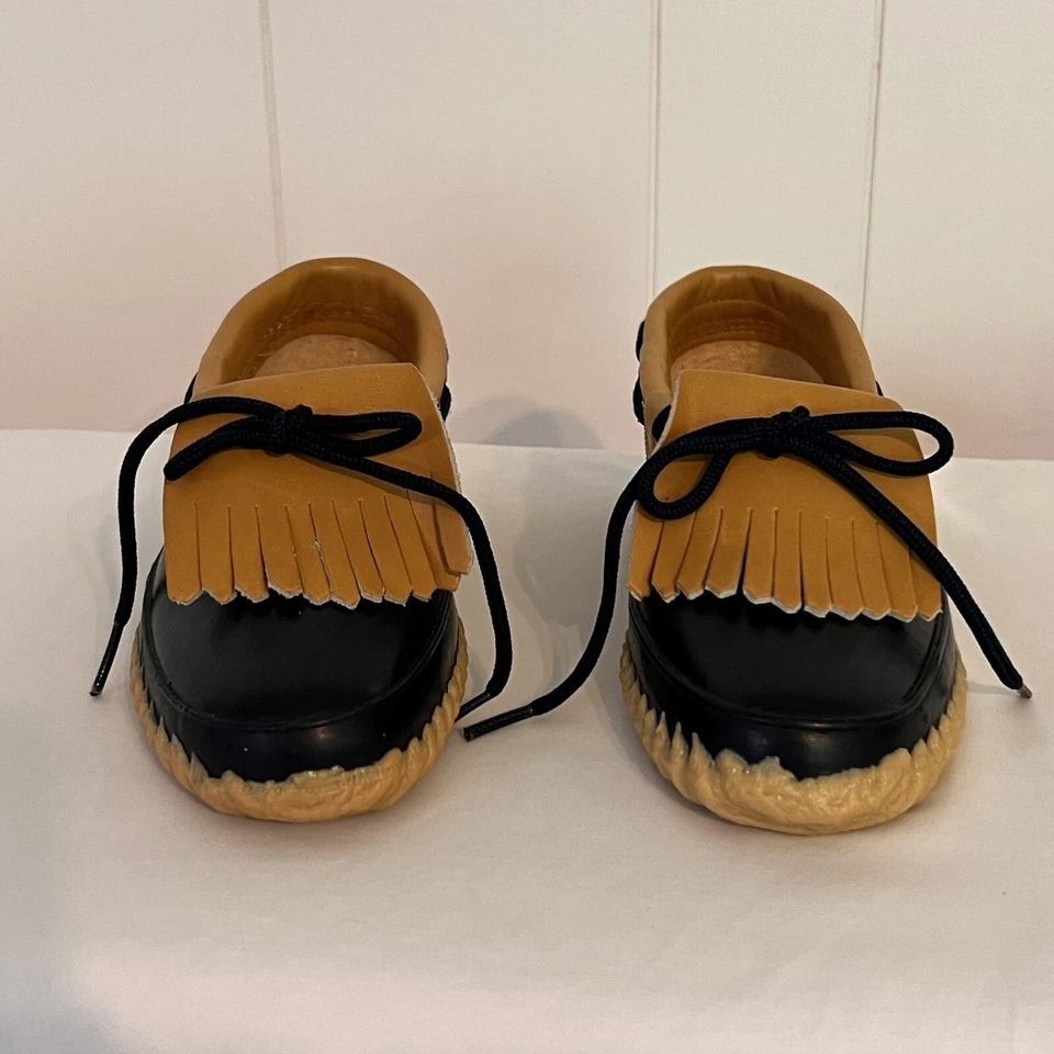 Zapatos Sporto Pato Borla Piel Sintética Forrados Mujer Talla 6 Azul Oscuro Tostado Apenas Usados Foto 3 de 4