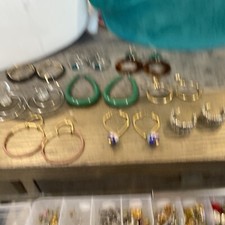 Vintage Mixed LOT 9 Pairs Of Pierced Hoop Earrings All Shapes  Sizes