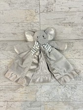 Bearington Baby Gray Elephant Baby Lovey Soft Plush Satin Security Blanket