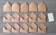 Miniature Envelopes x 15 - Cut in Eco Kraft Brown Paper - 3.7cm X 2.5cm folded