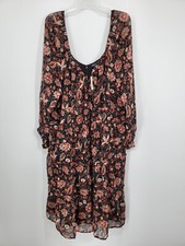 Madewell Plus Size 26W Amalia Tiered Pampas Blooms Dress Metallic Floral B3