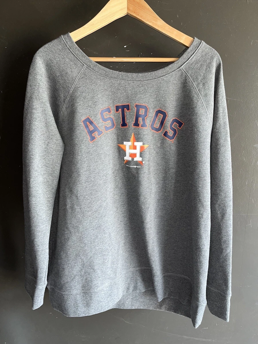 Women's Houston Astros Crew Pullover Sweater XL Iron On Logo Gray