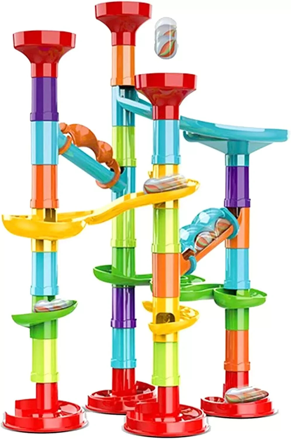 50Pcs Marble Run Set Building Blocks with 30 Glass Marbles for Kids Girls Boys T