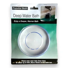Spa Deep Water  Bath, Overflow Drain Cover - Turns Any Bathtub Into Soaking Tub