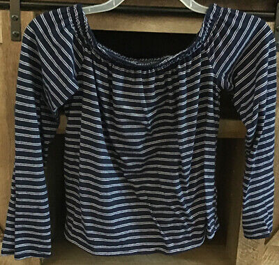 Women's SO Off-Shoulder Style Long Sleeve Top Navy Blue Women's SO Off-Shoulder Style Long Sleeve Top Navy Blue