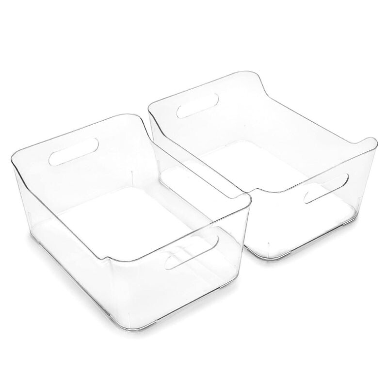 Clear Plastic Storage Bins Large 2-Pack Pantry Organizers-image