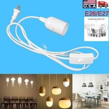 E26/E27 Bulb Socket Extension Hanging Pendant Light Lamp Cord Cable Switch 1.8M