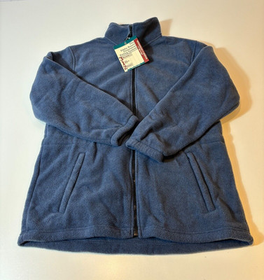 VTG Eddie Bauer Women's Polartec Anorak Fleece Jacket Blue Full Zip Medium NWT