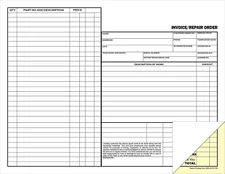 Automotive Repair Order and Invoice Receipt Form - 2 Part Carbonless Form (100 P