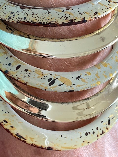 Bangle Bracelet Vintage 1980S Splatter Paint Gold… - image 3