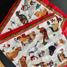 2 Christmas Cat Long Polyester 56 x 13" Scarfs Transparent Merry Christmas Meow