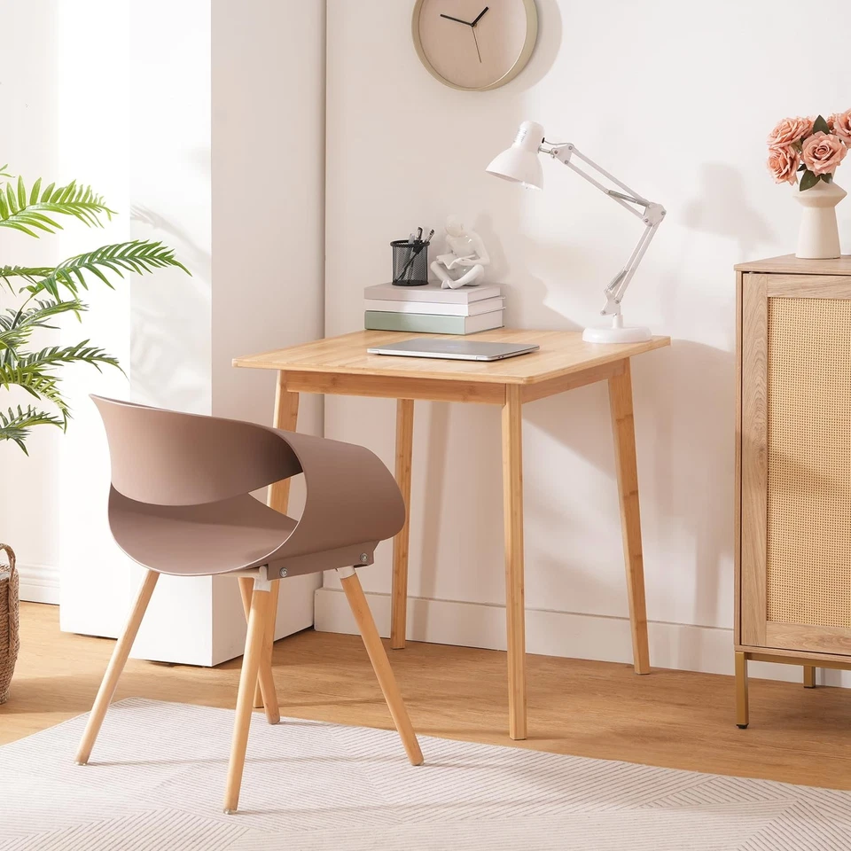 Mesa de Comedor de Bambú, Mesa de Comedor Cuadrada para 2, 27.6" Mesa de Cocina para Pequeños... Foto 4 de 4