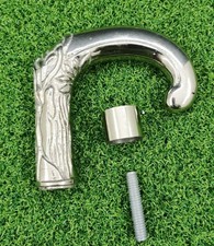 Brass Engraver Derby Head Handle for walking stick Solid Chrome Finished