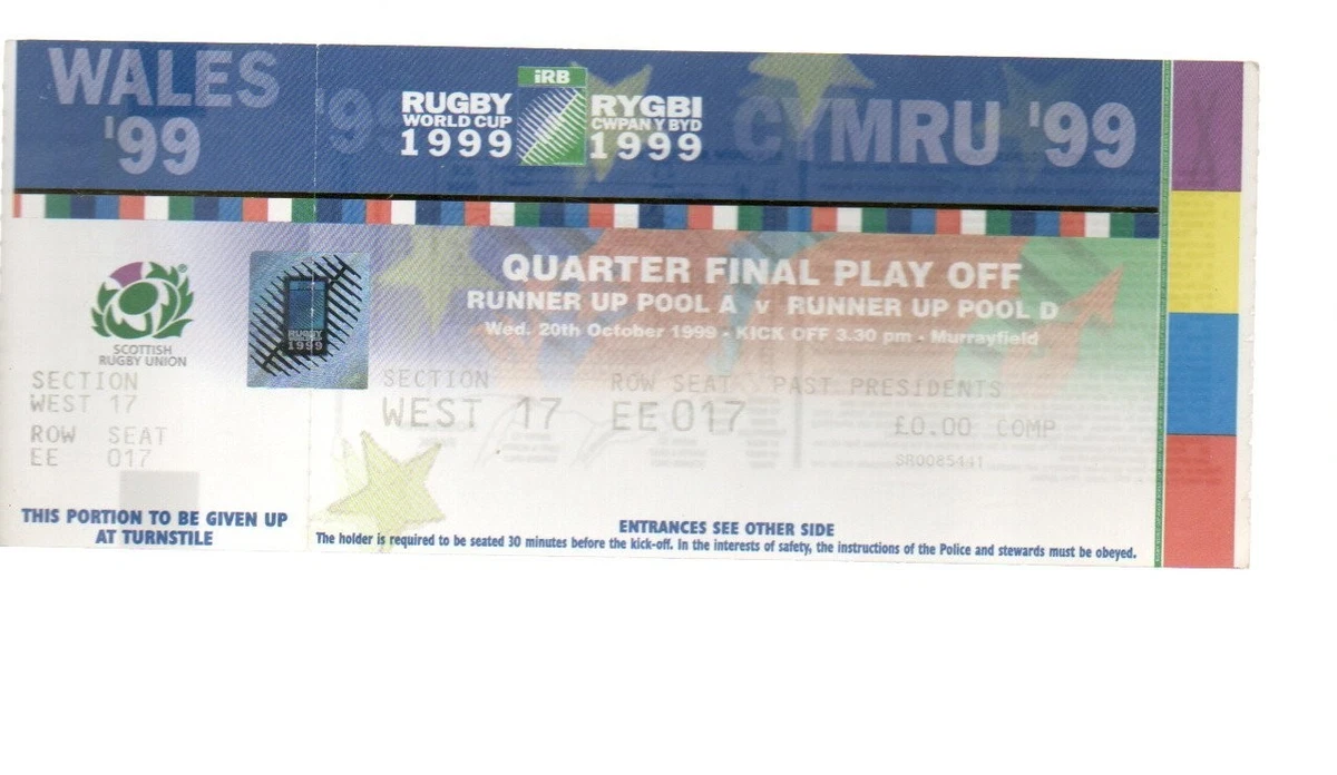 Ticket Rugby ) SCOTLAND V IRLANDE 2002 Tournoi 6 Nations